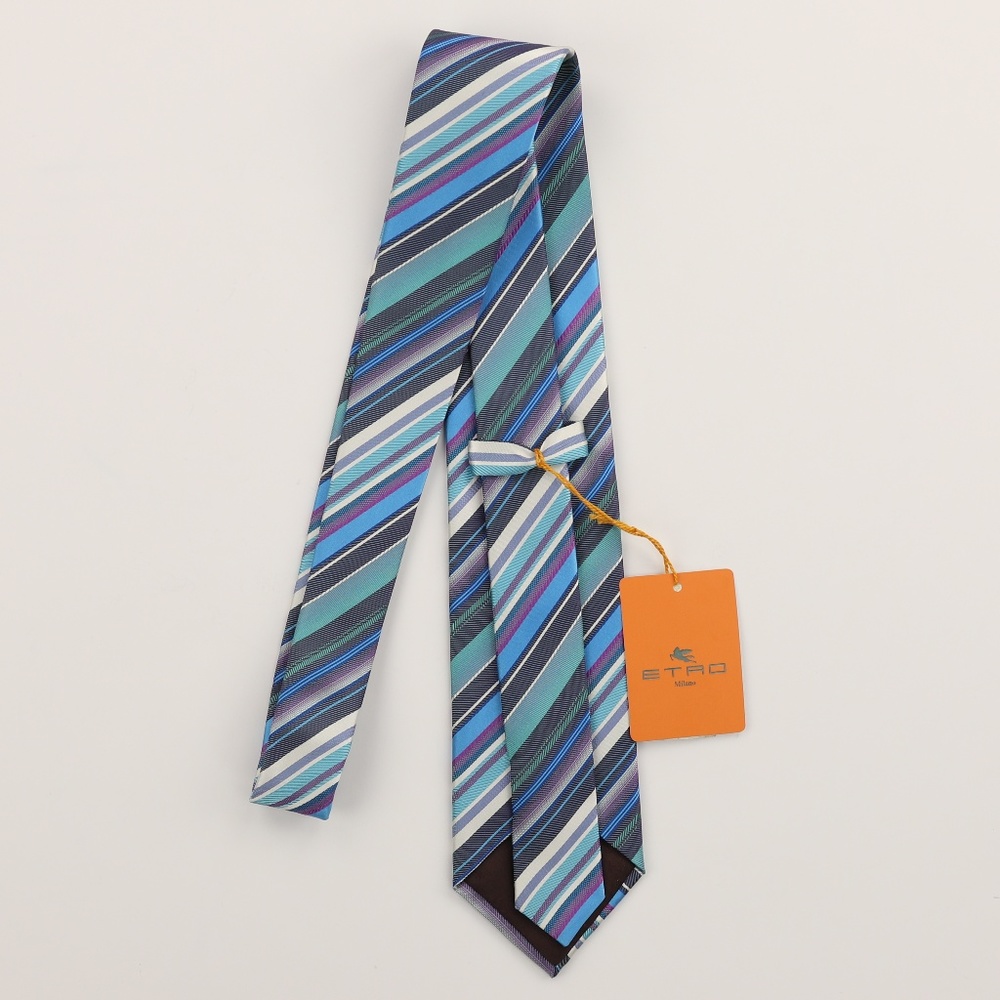New ETRO Silk Necktie Tie - Multi-Color Stripes - Picture 4 of 6